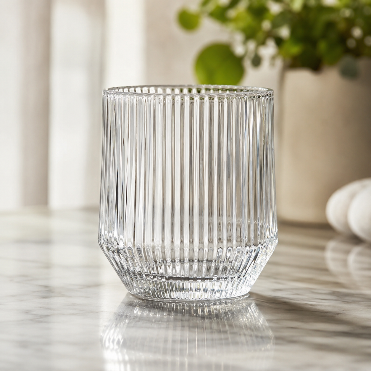 Vaso corto diamond line transparente