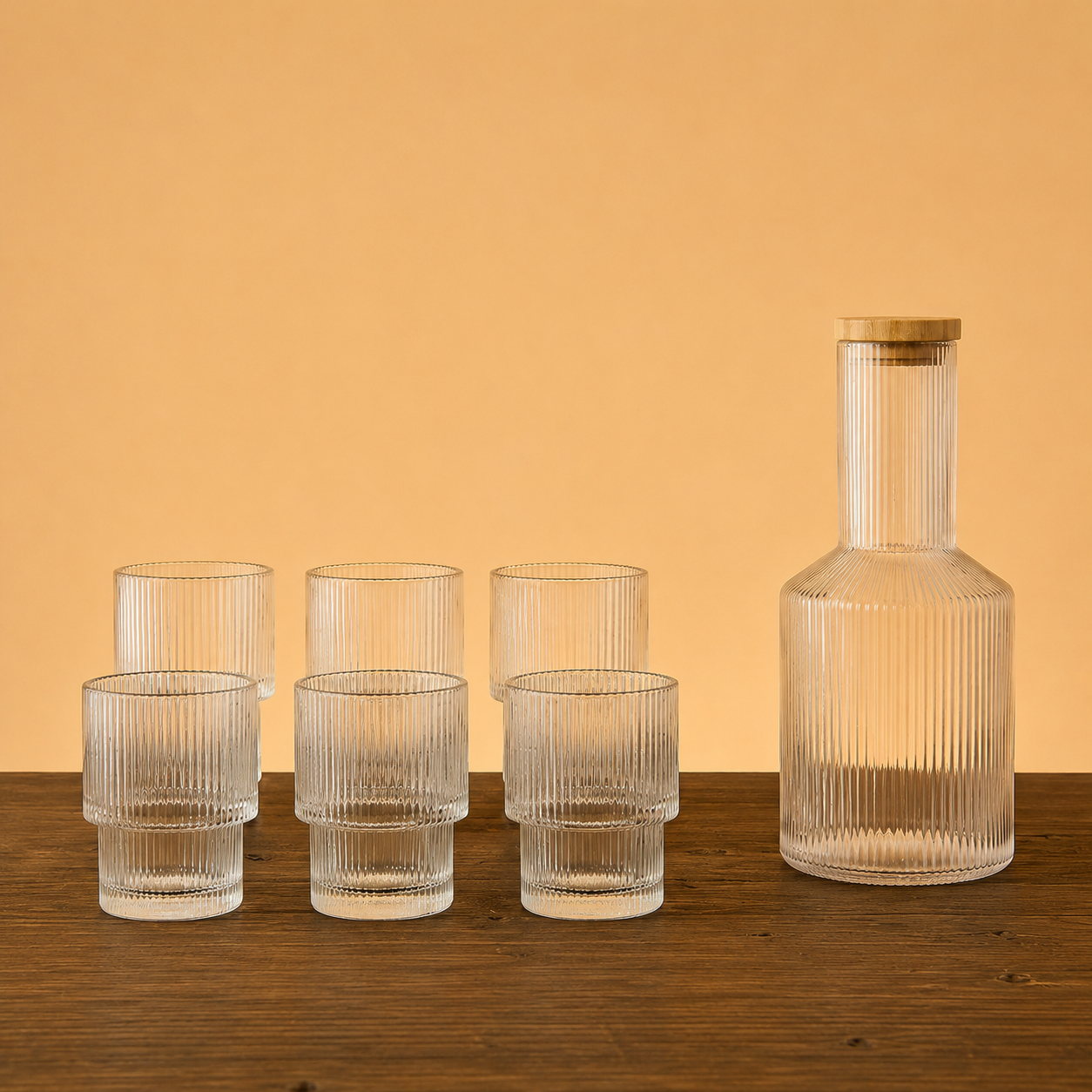 Jarra de vidrio con 6 vasos