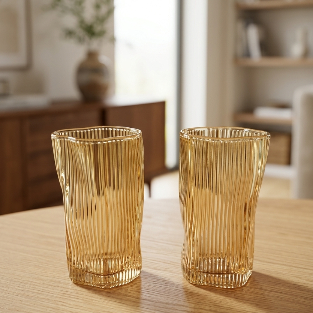 Set x6 vasos altos curved gold