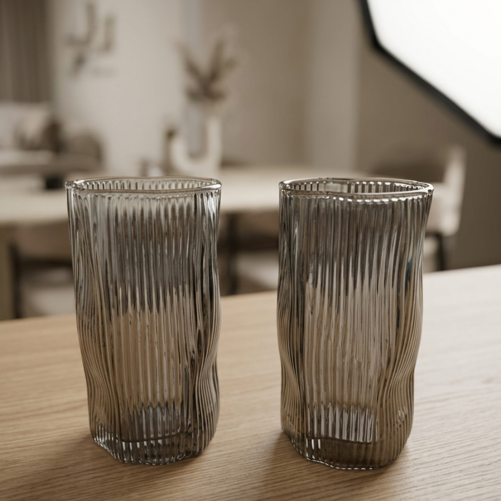 Set x6 vasos altos curved grey