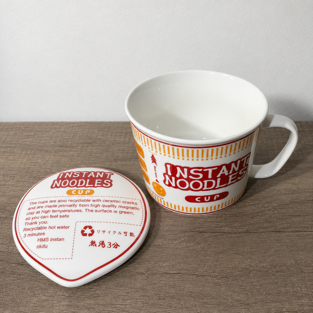 Bowl Cerámico para Ramen abierto en diseño rojo y naranja