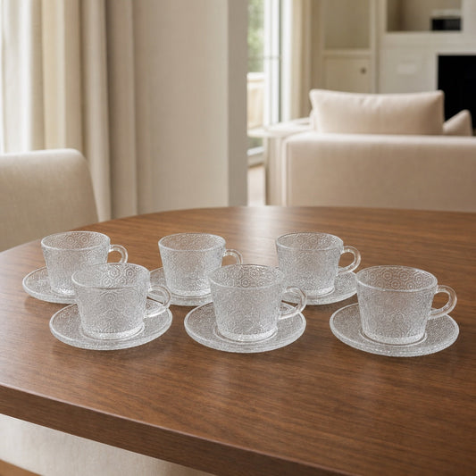 Set x6 Tazas con plato de vidrio Margarita Colorfull