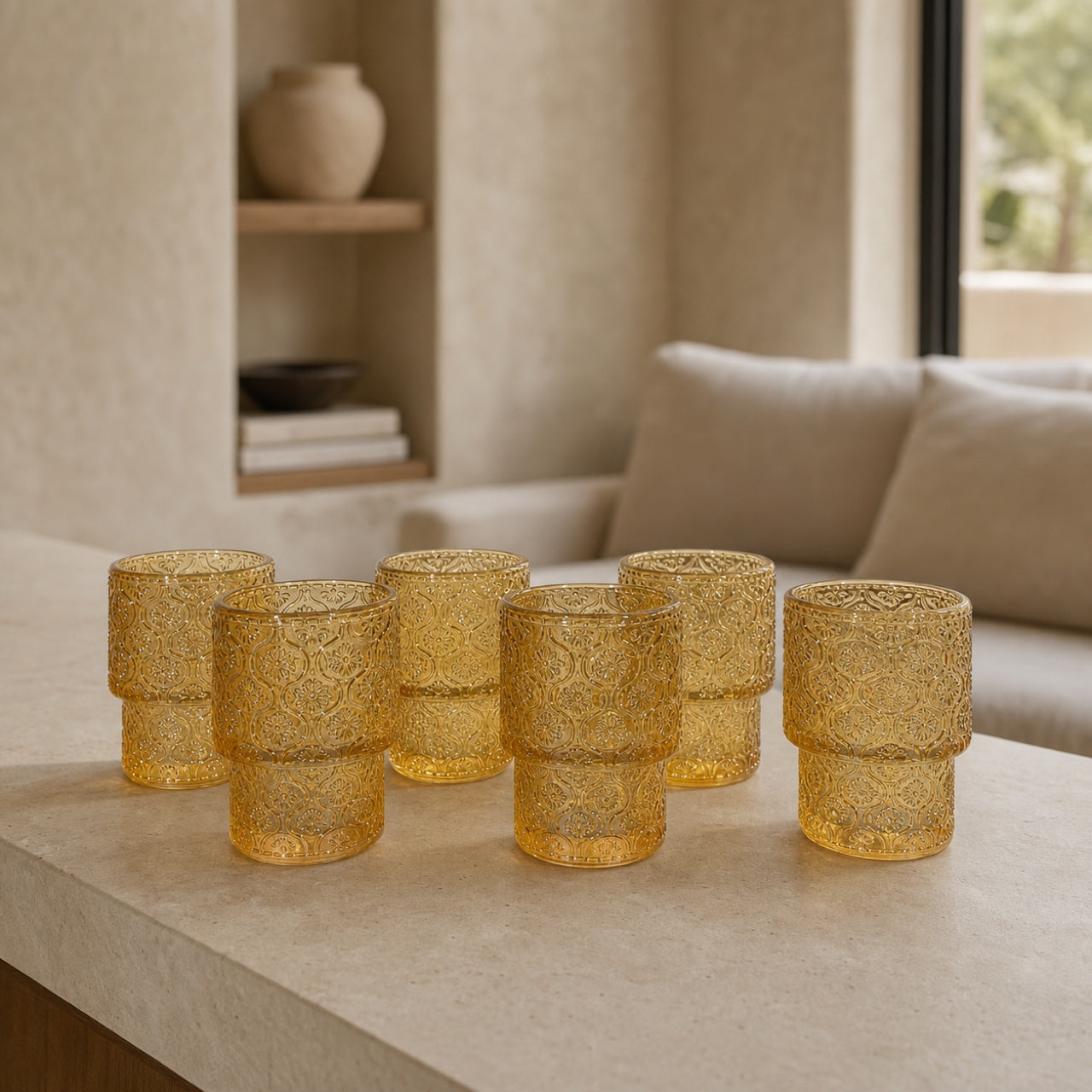 Set x6 Vasos de vidrio chicos Margarita Gold