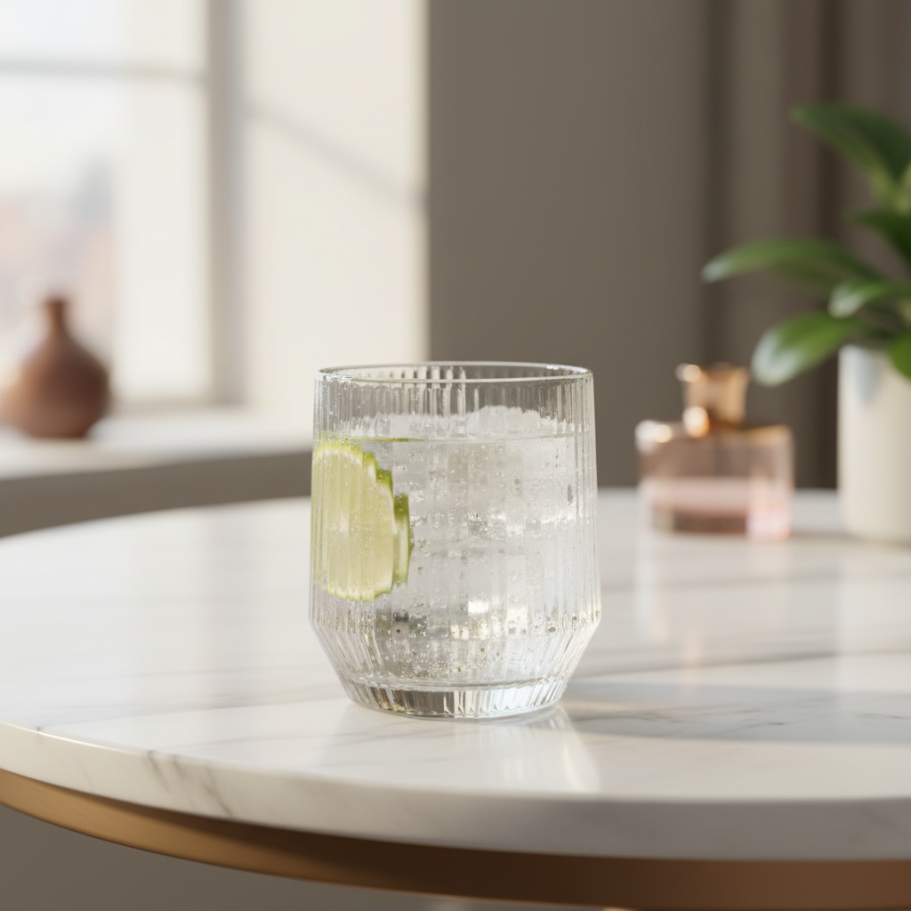 Vaso corto diamond line transparente - lifestyle