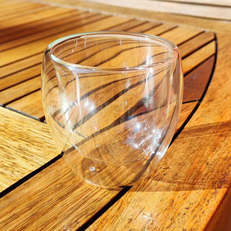 Taza doble sin asa cristal