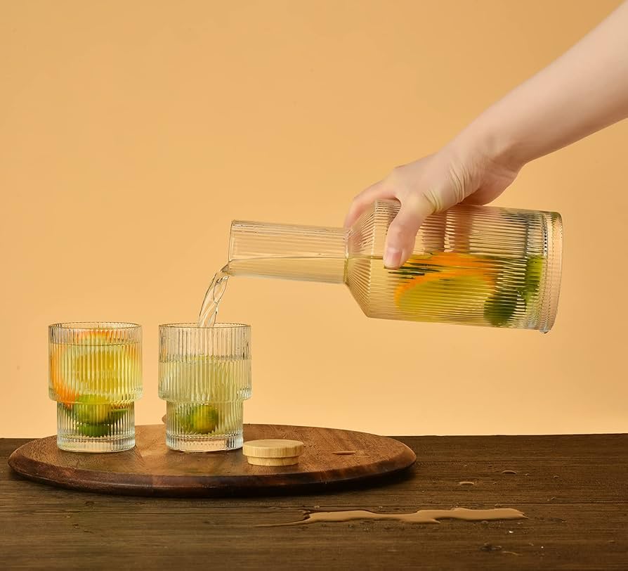 Jarra de vidrio con 6 vasos