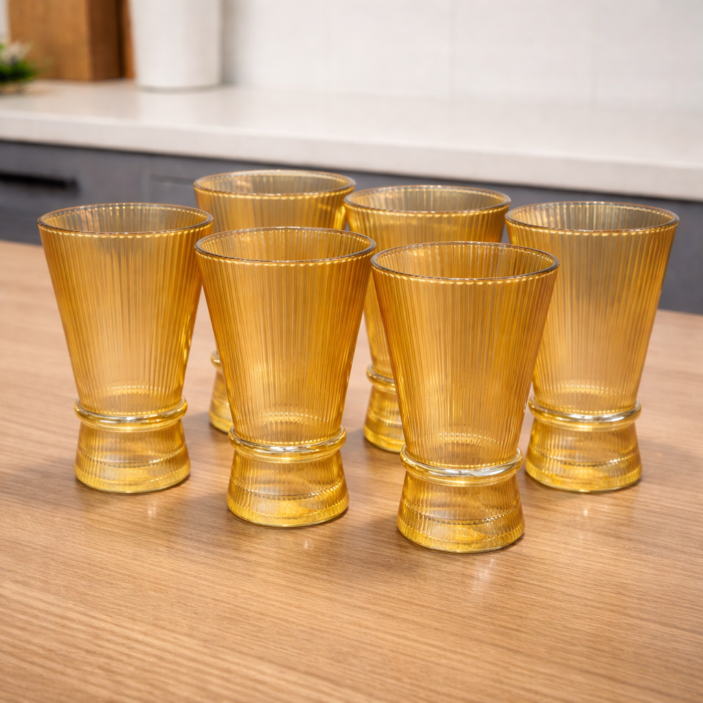 Set x 6 vasos Altos White Corner Gold